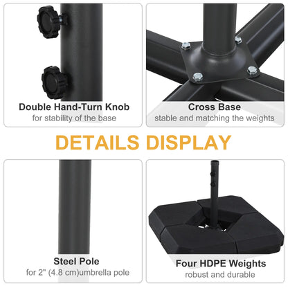 Umbrella Stand, 2" Poles, Steel Base, 4 Fillable Weights, 158lbs Sand or 132lbs Water, Black Umbrella Bases at Gallery Canada