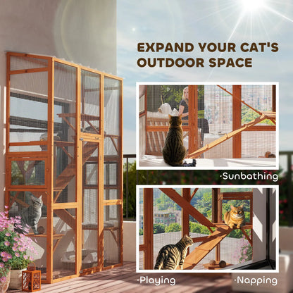 Wooden Catio, Outdoor Cat Enclosure, 6 Jumping Platforms, Scratching Post, 2 Ramps, Waterproof Roof Outdoor Cat Enclosures at Gallery Canada