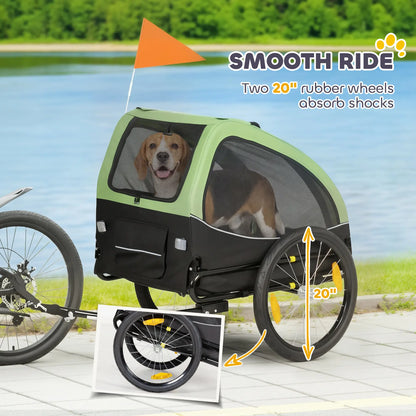 Dog Bike Trailer, Pet Cart Bicycle Wagon, 20" Wheels, Ventilated Windows Dog Bike Trailers & Strollers at Gallery Canada