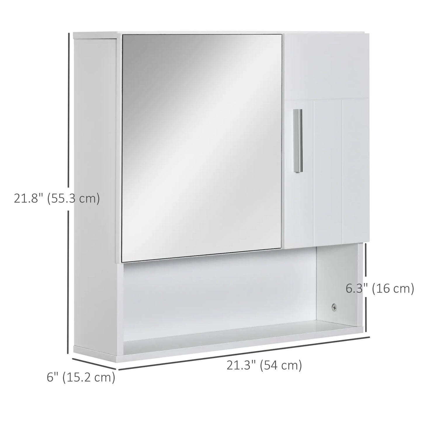 Wall Mounted Bathroom Mirror Cabinet, Double Doors, Adjustable Shelf, White Mirror Medicine Cabinets at Gallery Canada