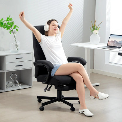 High Back Swivel Recliner Chair, Adjustable Height, Footrest, Armrest, Black Office Chairs at Gallery Canada