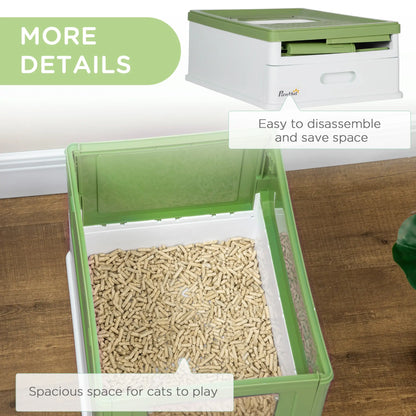 Top Entry Enclosed Kitty Litter Box, Scoop, Tray, Large, Foldable, Dark Green Cat Litter Box Enclosures at Gallery Canada