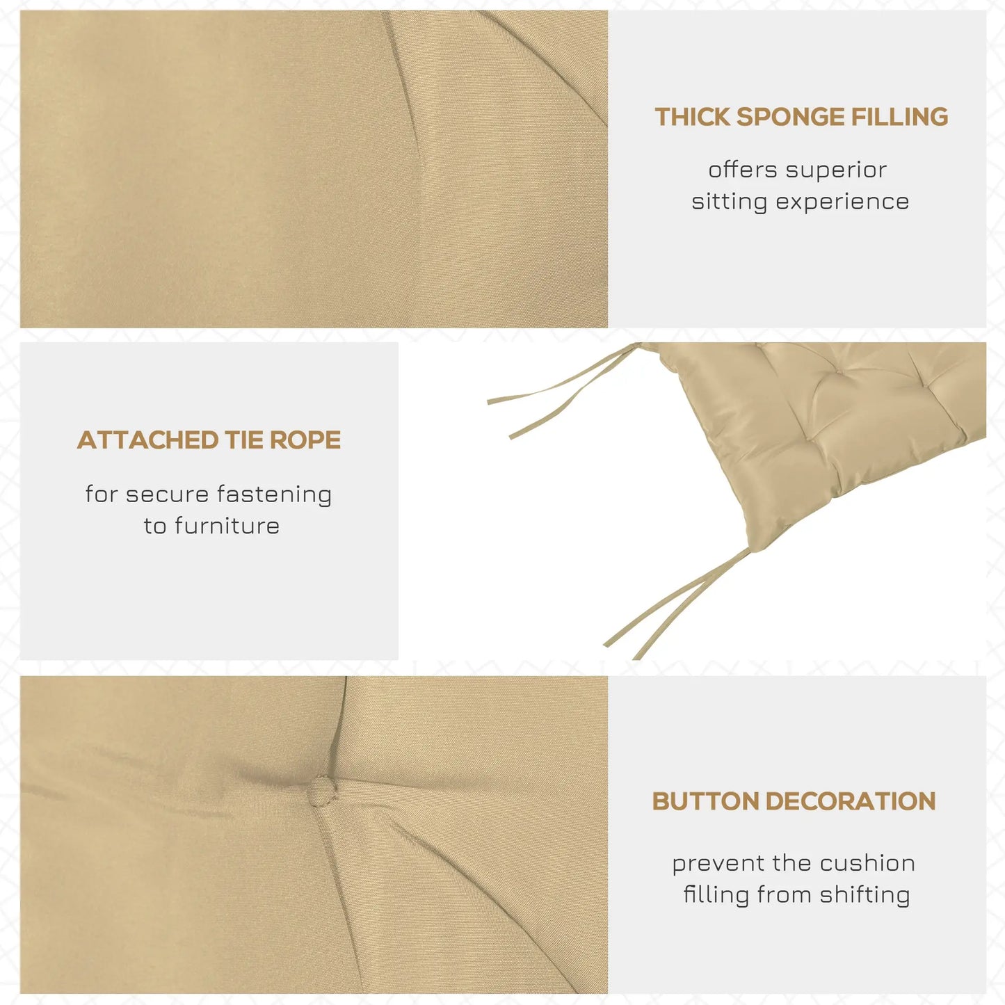 2-Seater Garden Bench Cushion, Swing Chair Mat Replacement, 39.4"x38.6", Khaki Patio Chair Cushions at Gallery Canada