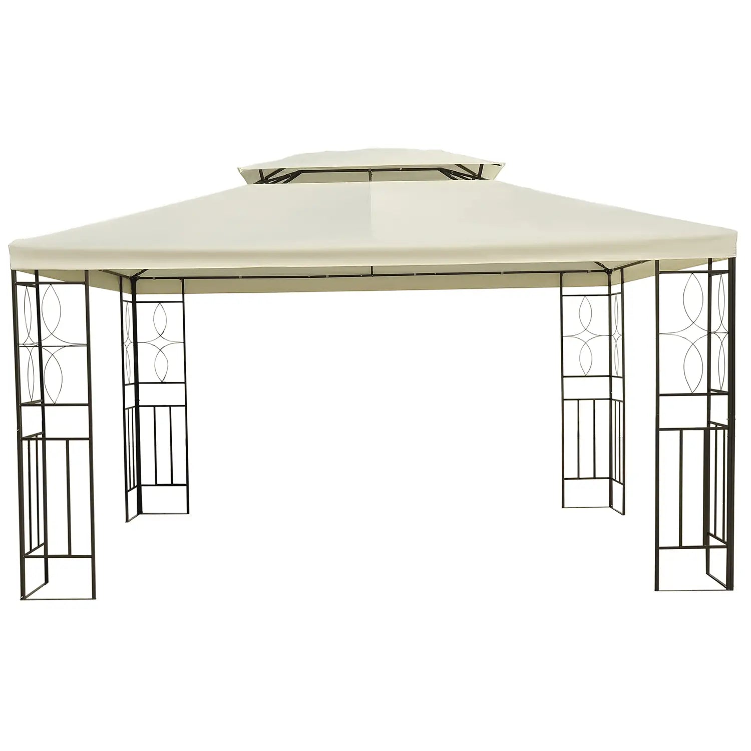 10x13ft Steel Gazebo, Sun Shelter, Vented Roof, Cream White Gazebos at Gallery Canada