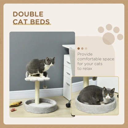 17" Small Cat Tree, Sisal Scratching Post, Dangling Ball, Bed, Light Grey Cat Trees at Gallery Canada