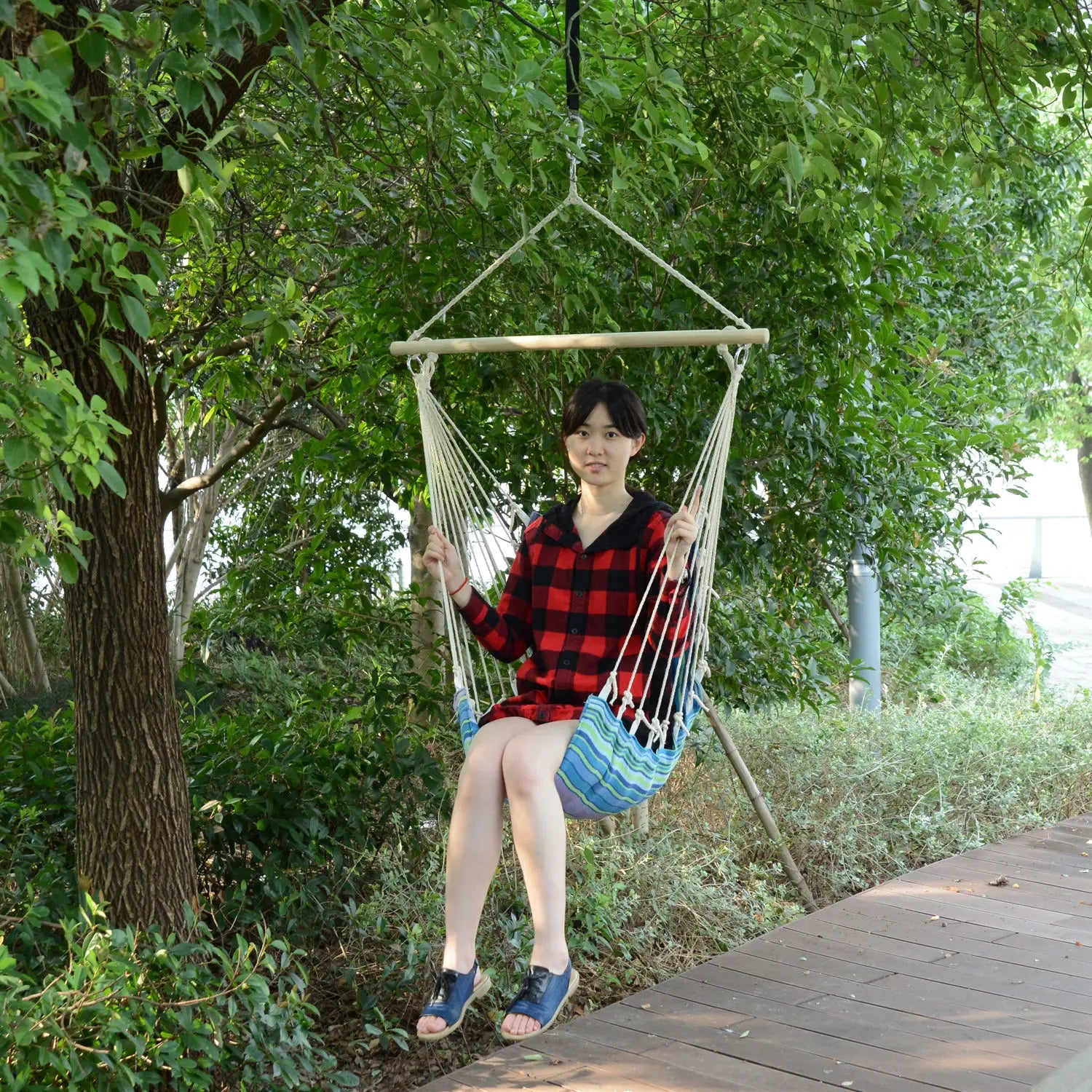 Portable Hanging Woven Hammock, Swing Chair, Outdoor Camping, Blue Hammock Swings at Gallery Canada