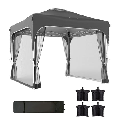 10 x 10 ft Pop Up Canopy Tent With Mosquito Netting, UPF 50+, Dark Grey Pop Up Canopies at Gallery Canada