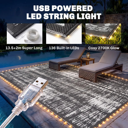 Waterproof Outdoor Camping Rug With LED Lights, 12' x 9' Outdoor Reversible Rugs at Gallery Canada