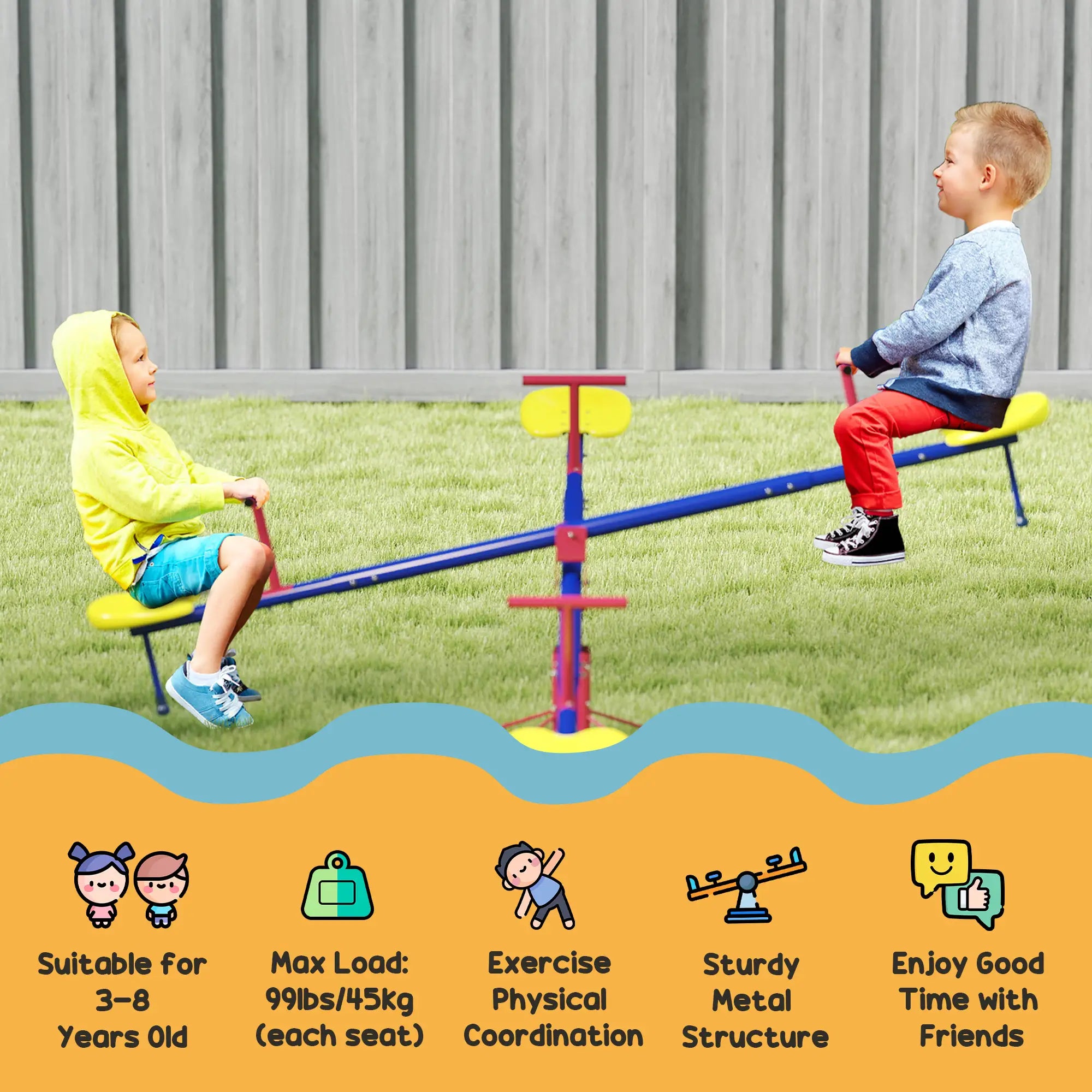 Kids Metal Seesaw, 4 Seats, Playground Equipment for Garden Gym Sets & Swings at Gallery Canada