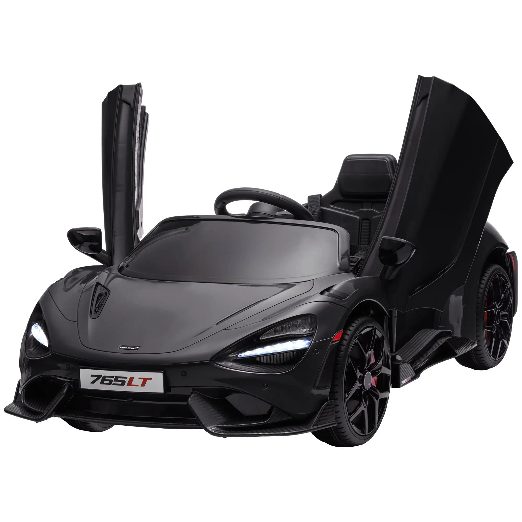 McLaren 765LT 12V Kids Electric Car, Scissor Doors, Remote, Black Electric Toy Cars Black at Gallery Canada