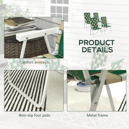 Folding Patio Chairs Set, 4 Pack With Armrests, Green Patio Chairs at Gallery Canada