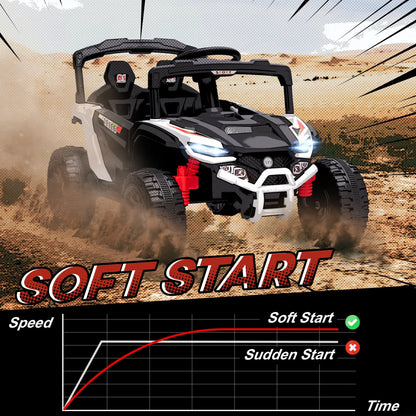 12V Kids Ride On Truck, Dual Motors, Rear Suspension, Remote Control, White Electric Toy Cars at Gallery Canada