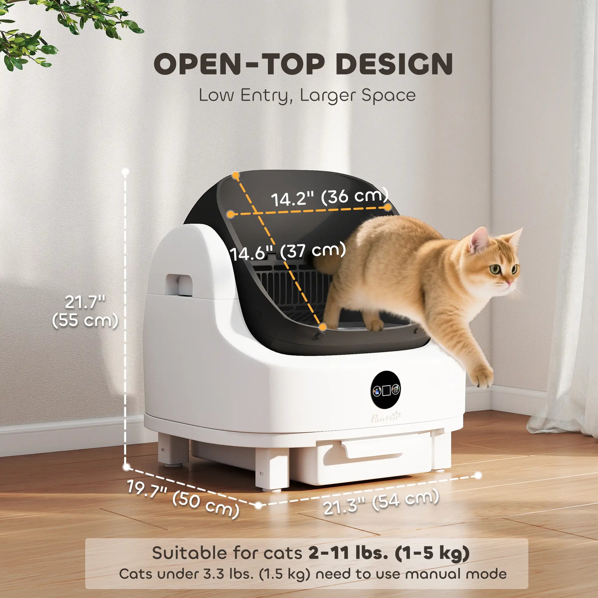Open Top Self Cleaning Cat Litter Box, Automatic with Safety Protection Cat Litter Box Enclosures at Gallery Canada