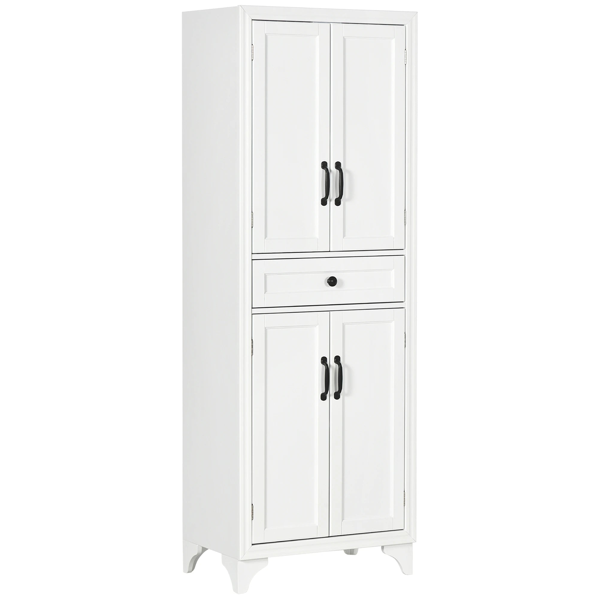 Freestanding Storage Cabinet, Kitchen Pantry with 2 Shelves, 4 Doors Kitchen Pantry Cabinets White at Gallery Canada