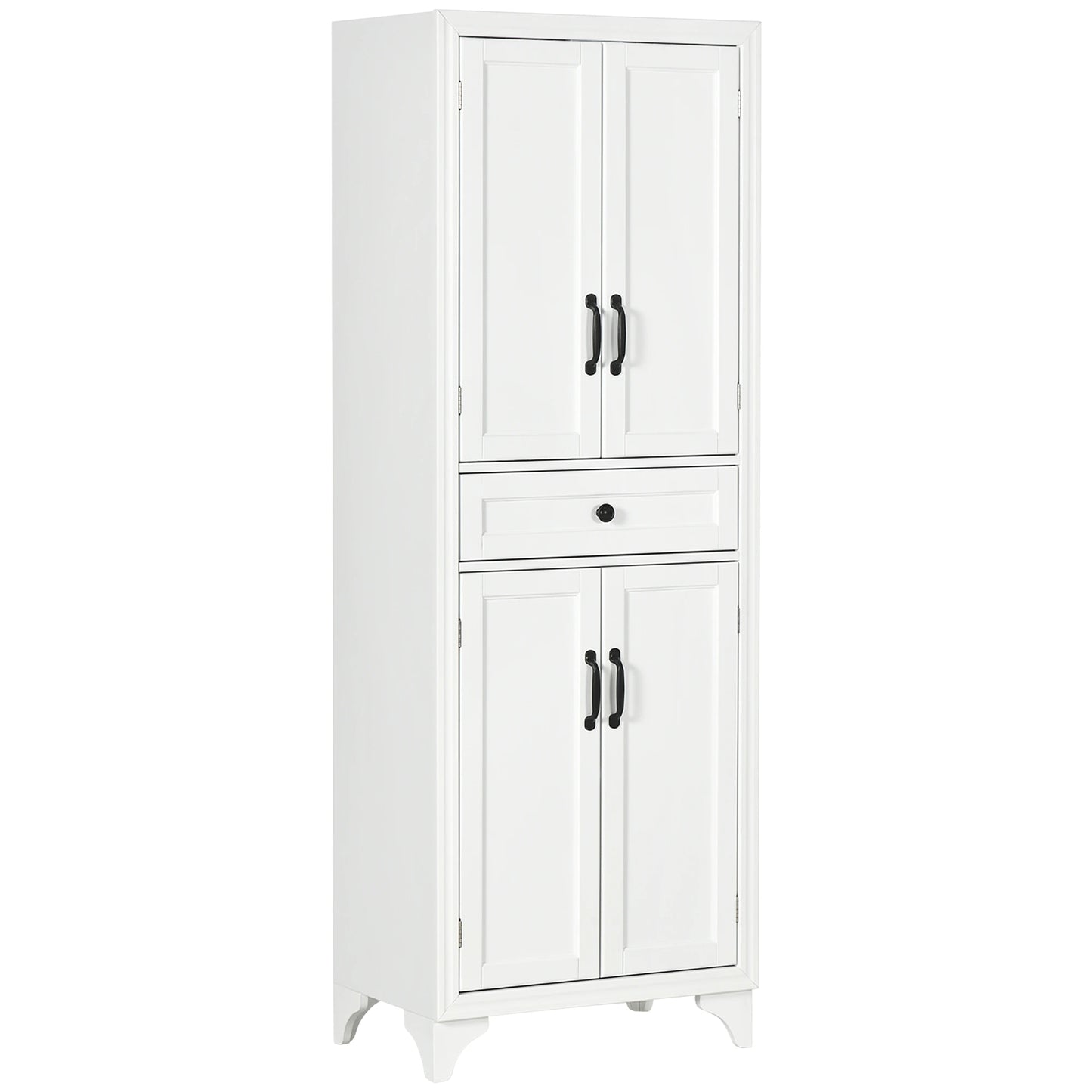 Freestanding Storage Cabinet, Kitchen Pantry with 2 Shelves, 4 Doors Kitchen Pantry Cabinets White at Gallery Canada