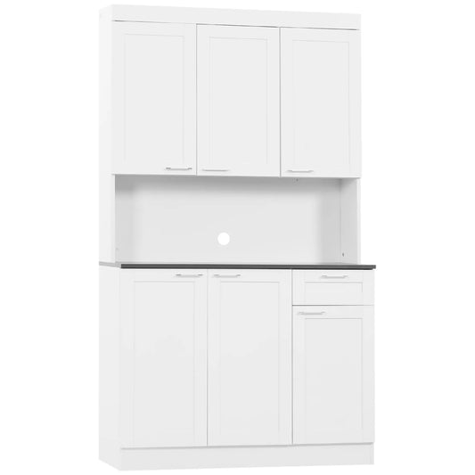 71" Kitchen Pantry Cabinet, Storage Buffet with Hutch, Adjustable Shelves, High Gloss White, White Kitchen Pantry Cabinets High Gloss White at Gallery Canada