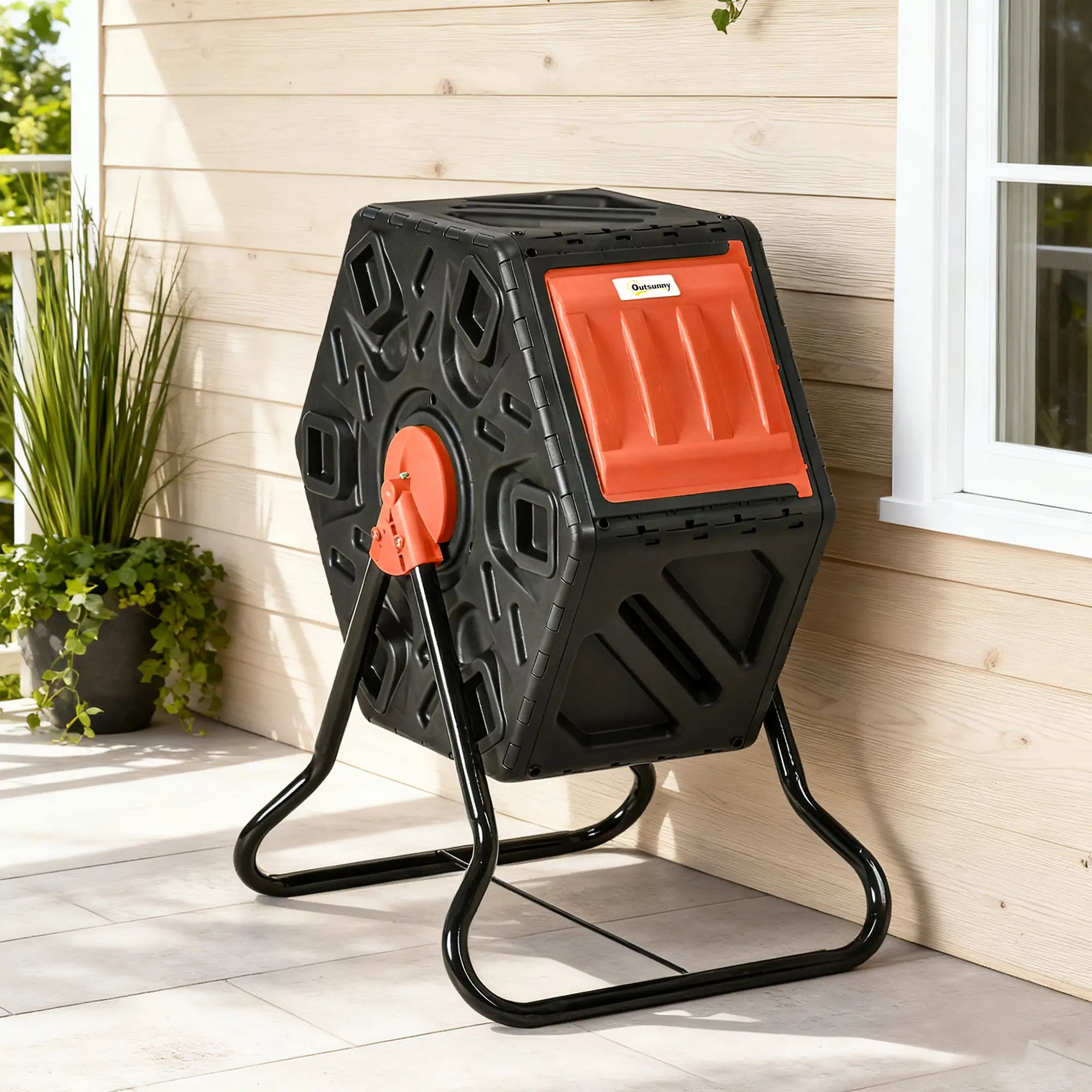 Rotating Composter Bin, 17 Gallon, 24 Vents, Steel Legs, Orange Outdoor Compost Bin at Gallery Canada