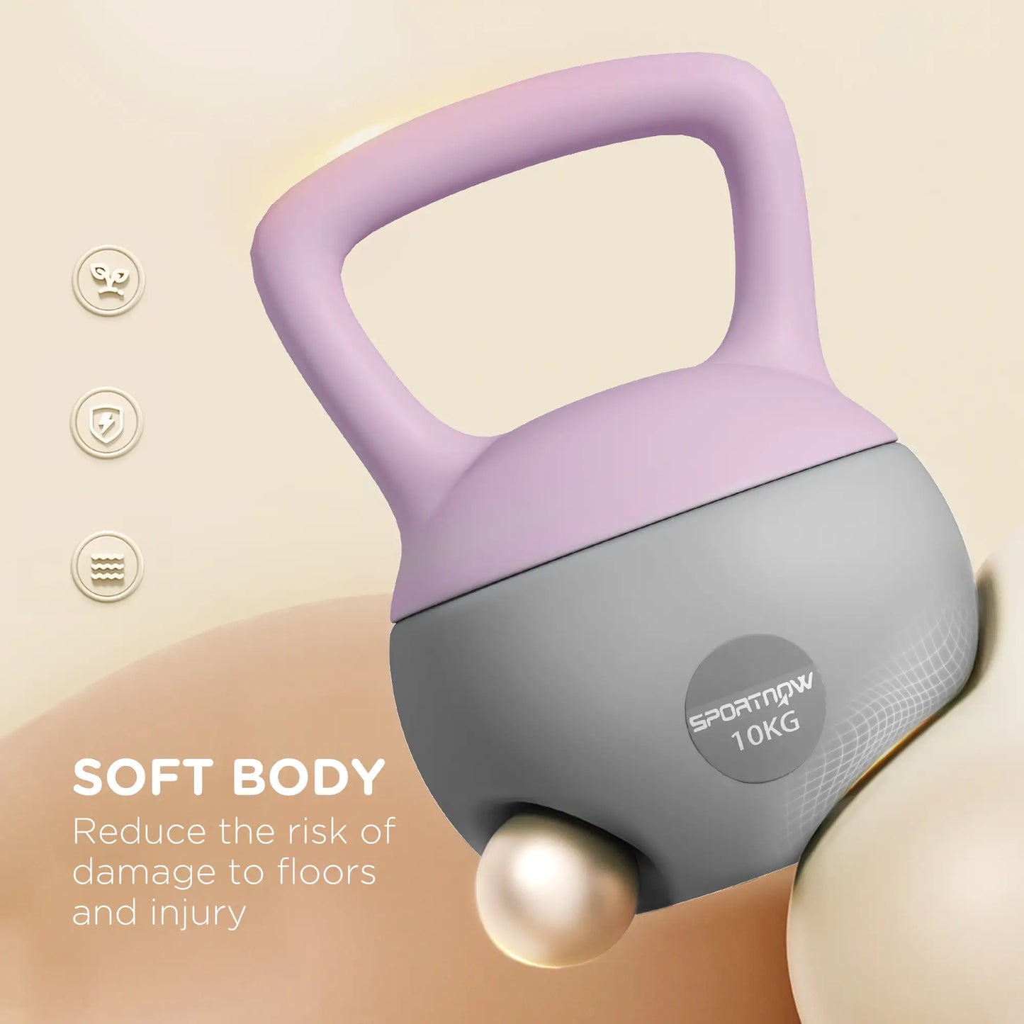 22 Lb Soft Sand Filled Kettlebell With Grip Handle, Purple