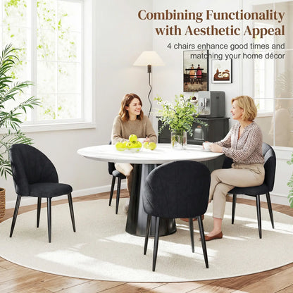 Modern Dining Chairs Set of 4, Upholstered, Metal Legs, Black Dining Chairs at Gallery Canada