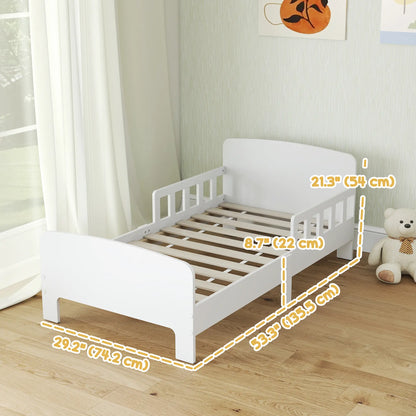 Toddler Bed with Safety Rails, Kids Bed Frame, White Kids Bedroom Furniture at Gallery Canada
