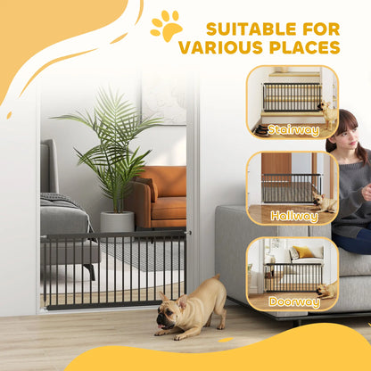 26"-37" Dog Gate, 18" Tall, 2 Extension, Pressure Mount, Black Pet Gates at Gallery Canada