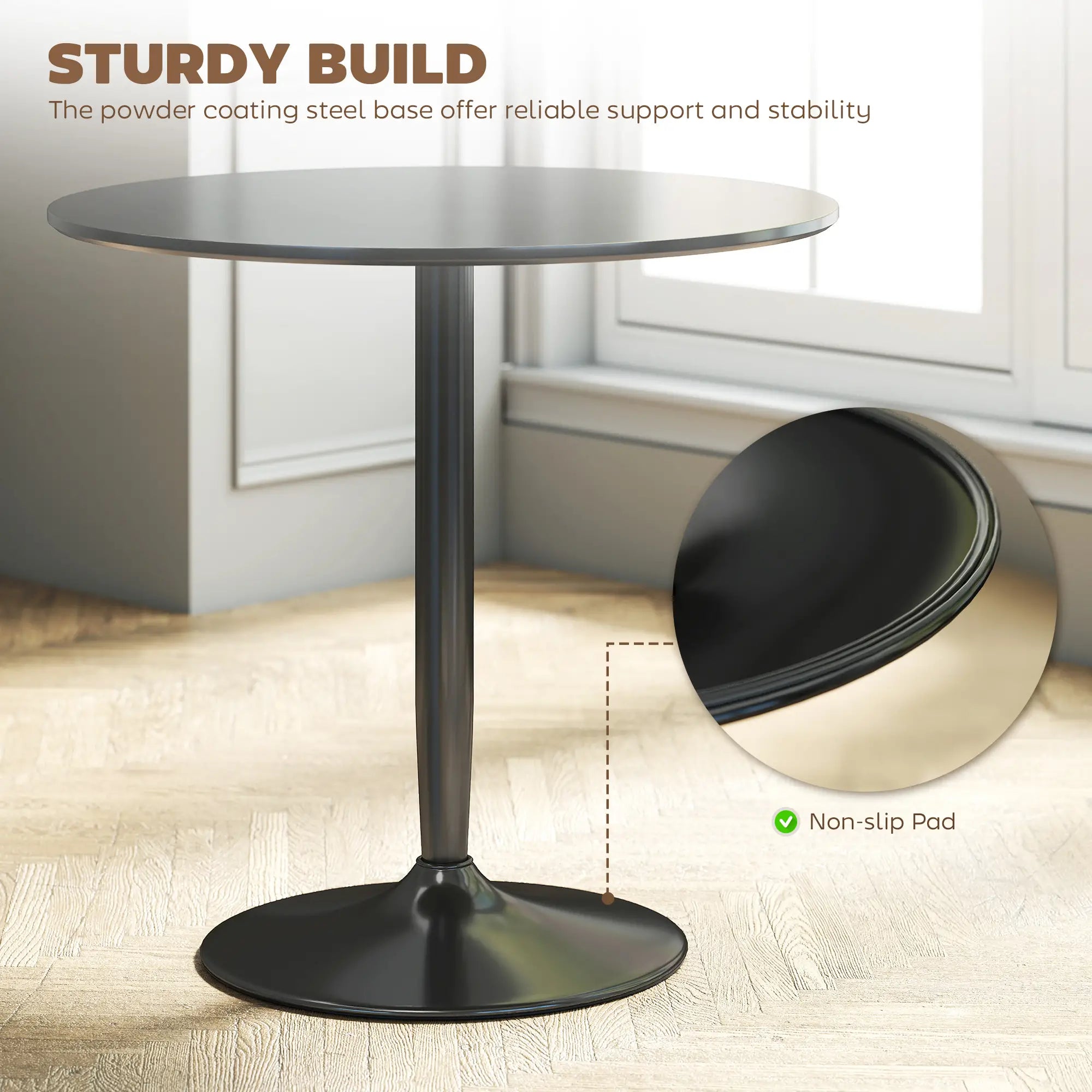Modern Kitchen Table For 2, Round Dining Table With Steel Base, Black Dining Tables at Gallery Canada