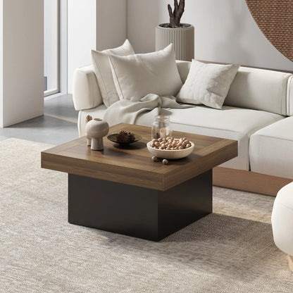 Square Coffee Table with LED Lights, 35-inch, Walnut Coffee Tables at Gallery Canada