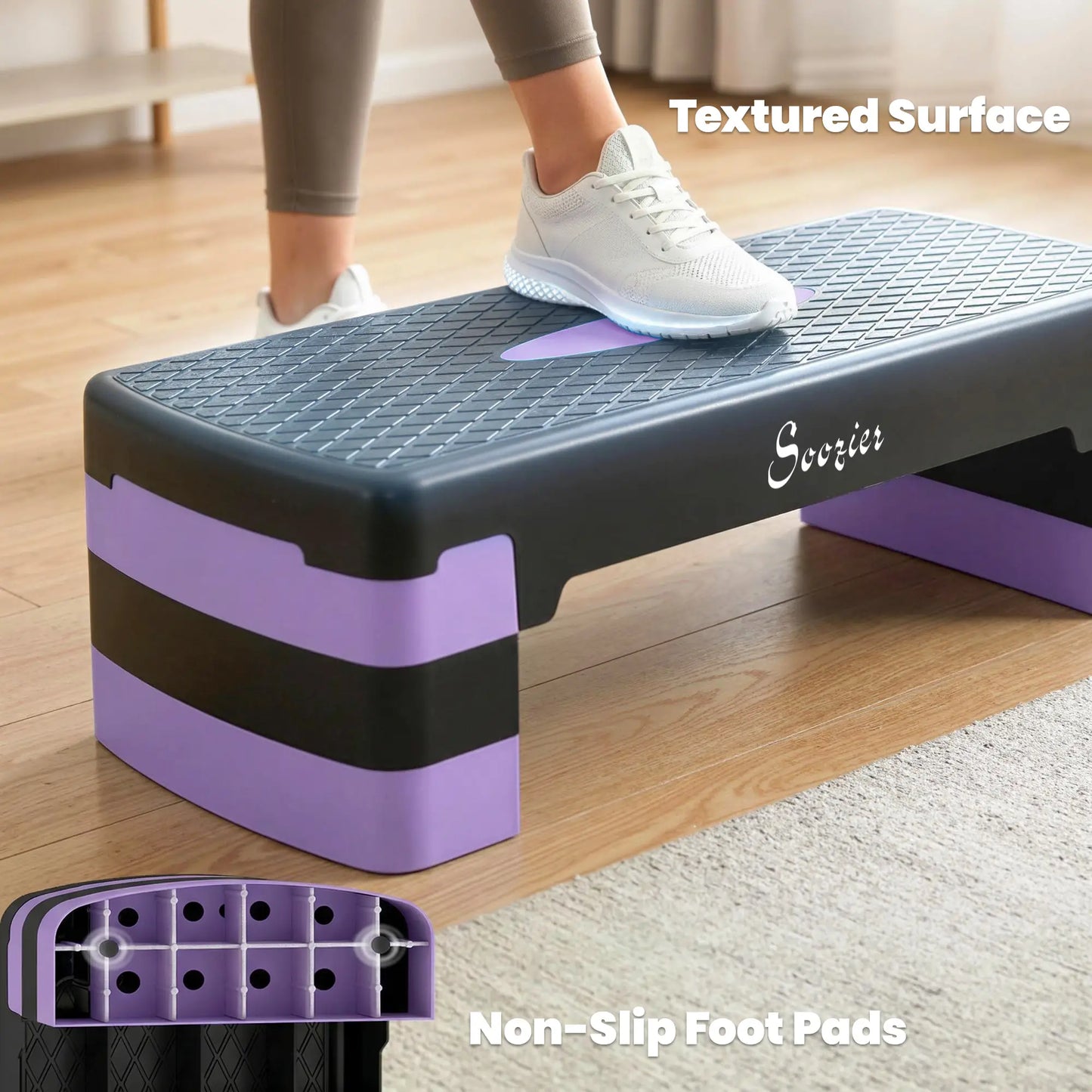 Aerobic Exercise Step Platform, 4"/6"/8" Adjustable Aerobic Stepper with Risers, Workout Stepper for Home Gym, Purple Aerobic Equipment at Gallery Canada