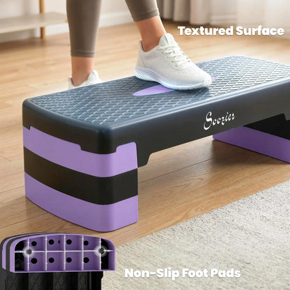 Aerobic Exercise Step Platform, 4"/6"/8" Adjustable Aerobic Stepper with Risers, Workout Stepper for Home Gym, Purple Aerobic Equipment at Gallery Canada