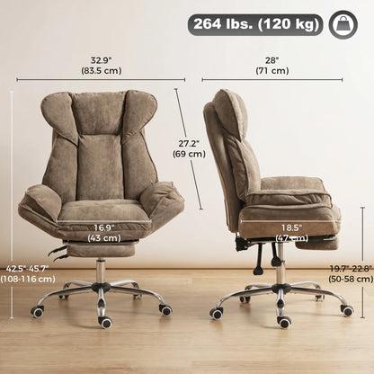 Criss Cross Chair With Wheels, Waterfall Armrests, Brown