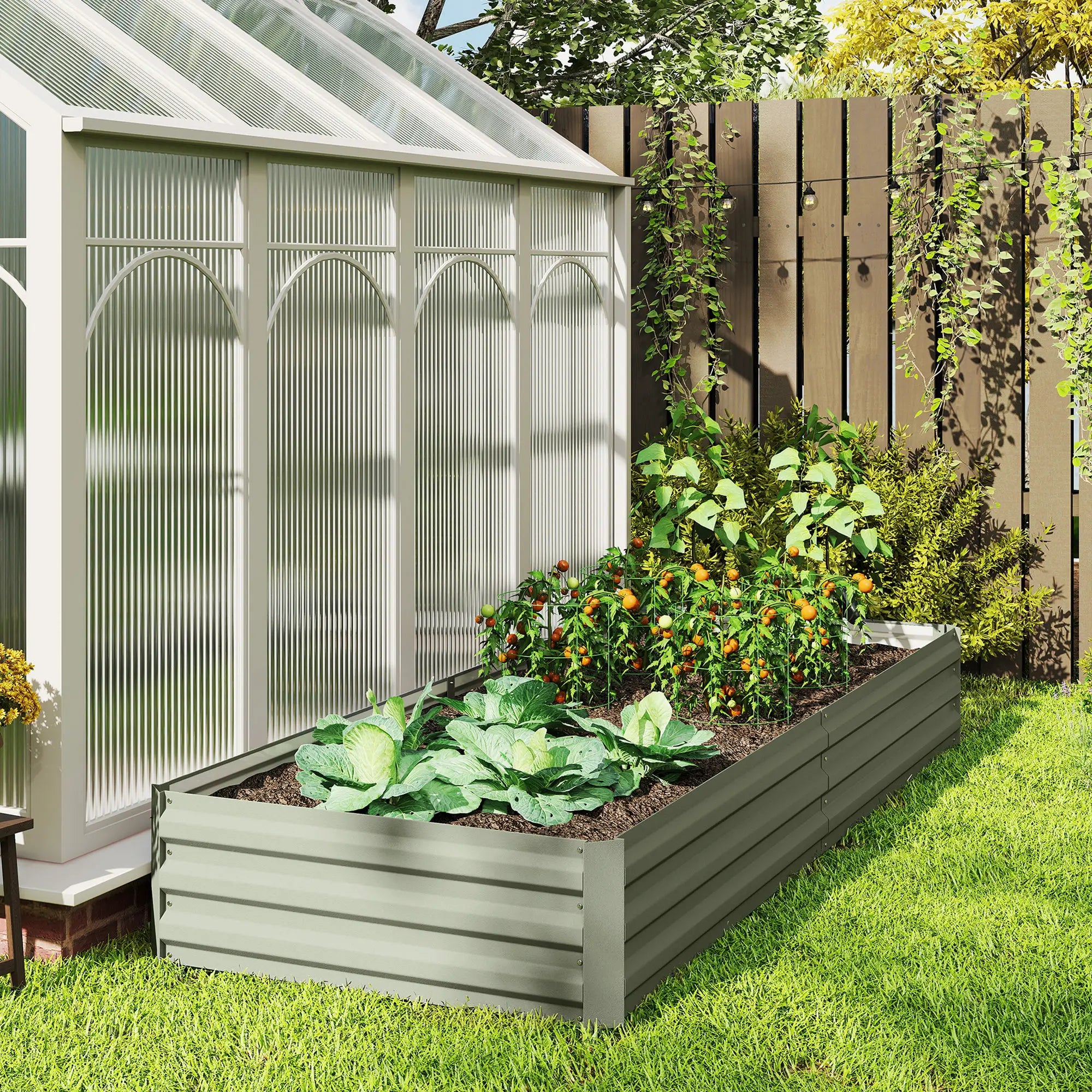 8 x 3 x 1ft Galvanized Raised Garden Bed, Metal Elevated Planter Box, Light Grey Galvanized Planter Boxes at Gallery Canada