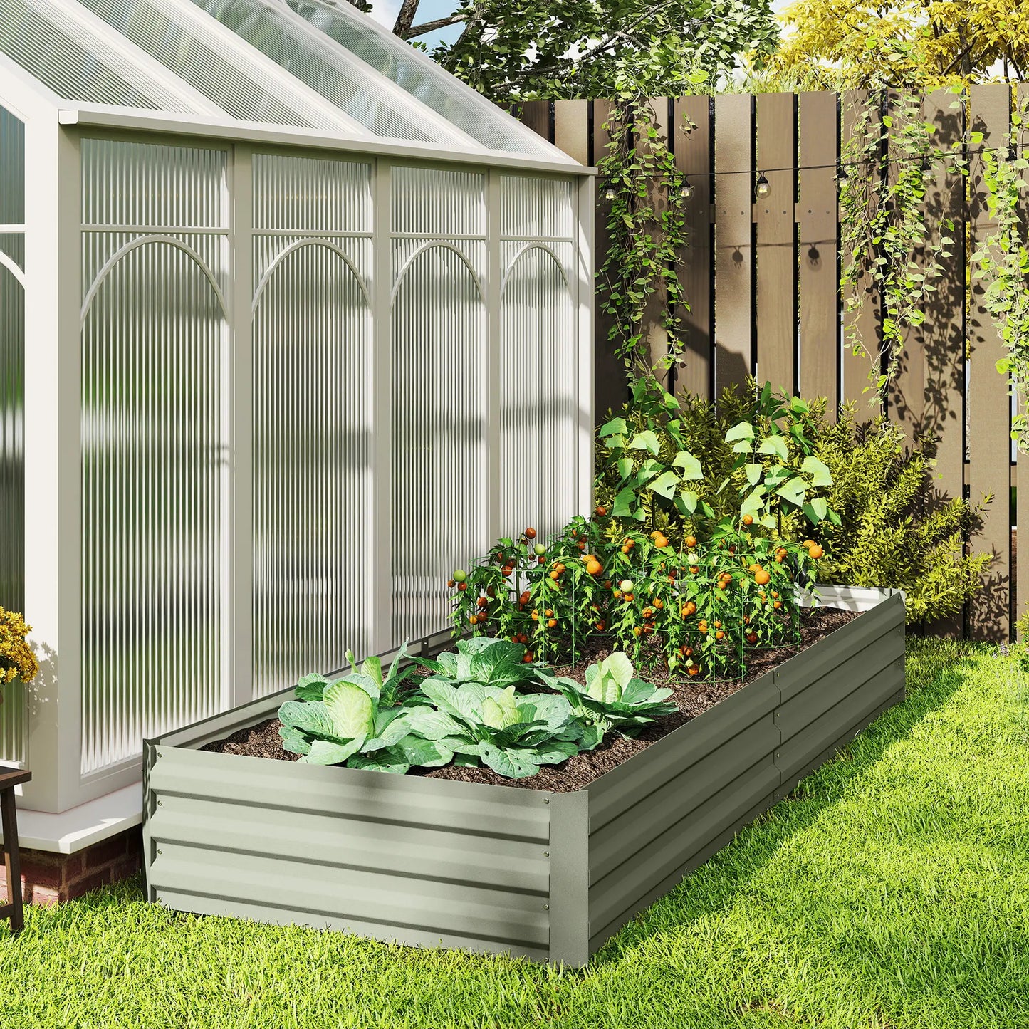 8 x 3 x 1ft Galvanized Raised Garden Bed, Metal Elevated Planter Box, Light Grey Galvanized Planter Boxes at Gallery Canada