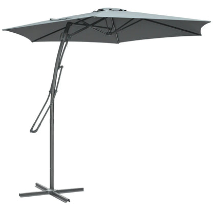 10ft Cantilever Patio Umbrella, Crank Handle, Cross Base, Dark Grey Sun Umbrellas at Gallery Canada
