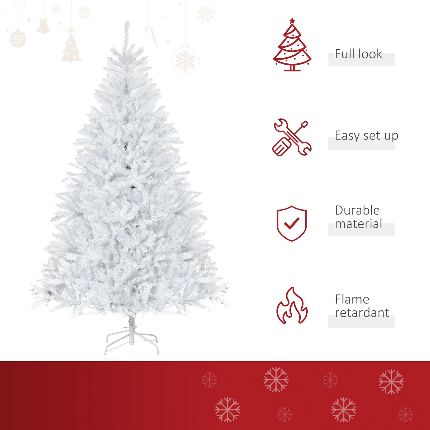 7FT Artificial Christmas Tree, Foldable Feet, Indoor, White White Christmas Trees at Gallery Canada