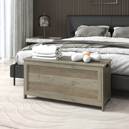 Storage Trunk, Entryway Bench with Side Handles, Distressed, Grey Storage Cabinets at Gallery Canada