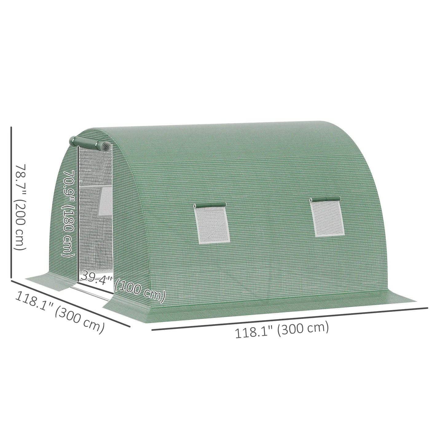 Walk-In Tunnel Greenhouse, 10' x 10' x 7', 4 Windows, Zipper Door, Green Walk In Greenhouses at Gallery Canada