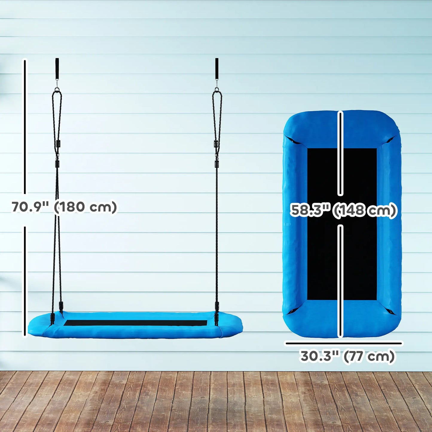 Adjustable Ropes Tree Straps Basket Swing, 58" x 30", 660 lbs Capacity, Blue Gym Sets & Swings at Gallery Canada