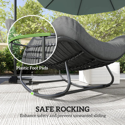 Oversized Patio Egg Rocking Chair, Padded Cushion, Rattan Wicker, Dark Grey Outdoor Rocking Chairs at Gallery Canada