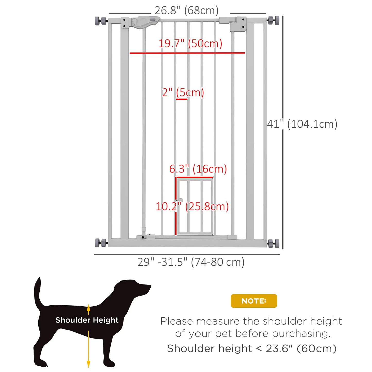 41" Easy Open Indoor Dog Gate, White Houses, Kennels & Pens at Gallery Canada