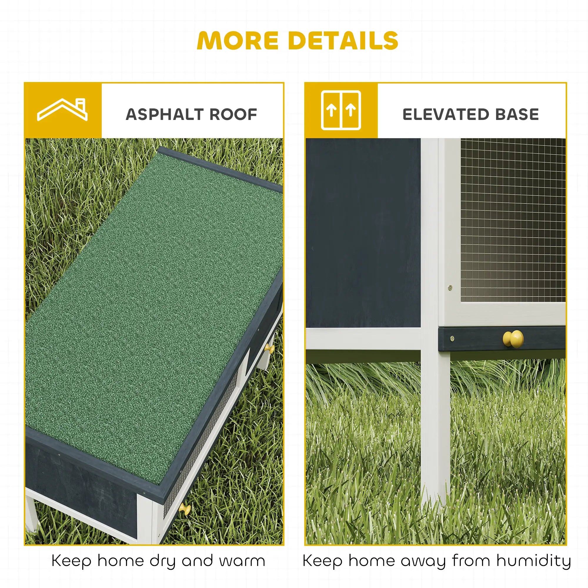 Wooden Outdoor Rabbit Hutch, Slide-Out Tray, Openable Roof, 35