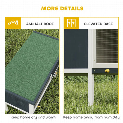 Wooden Outdoor Rabbit Hutch, Slide-Out Tray, Openable Roof, 35" W x 18" D x 26" H, Black Rabbit Hutch at Gallery Canada