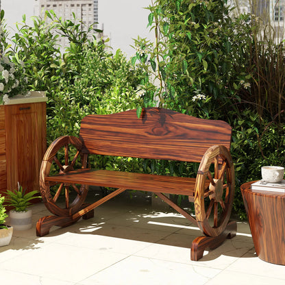 Wooden Outdoor Bench, Garden Patio Loveseat, 528LBS Capacity, Carbonized Outdoor Benches at Gallery Canada