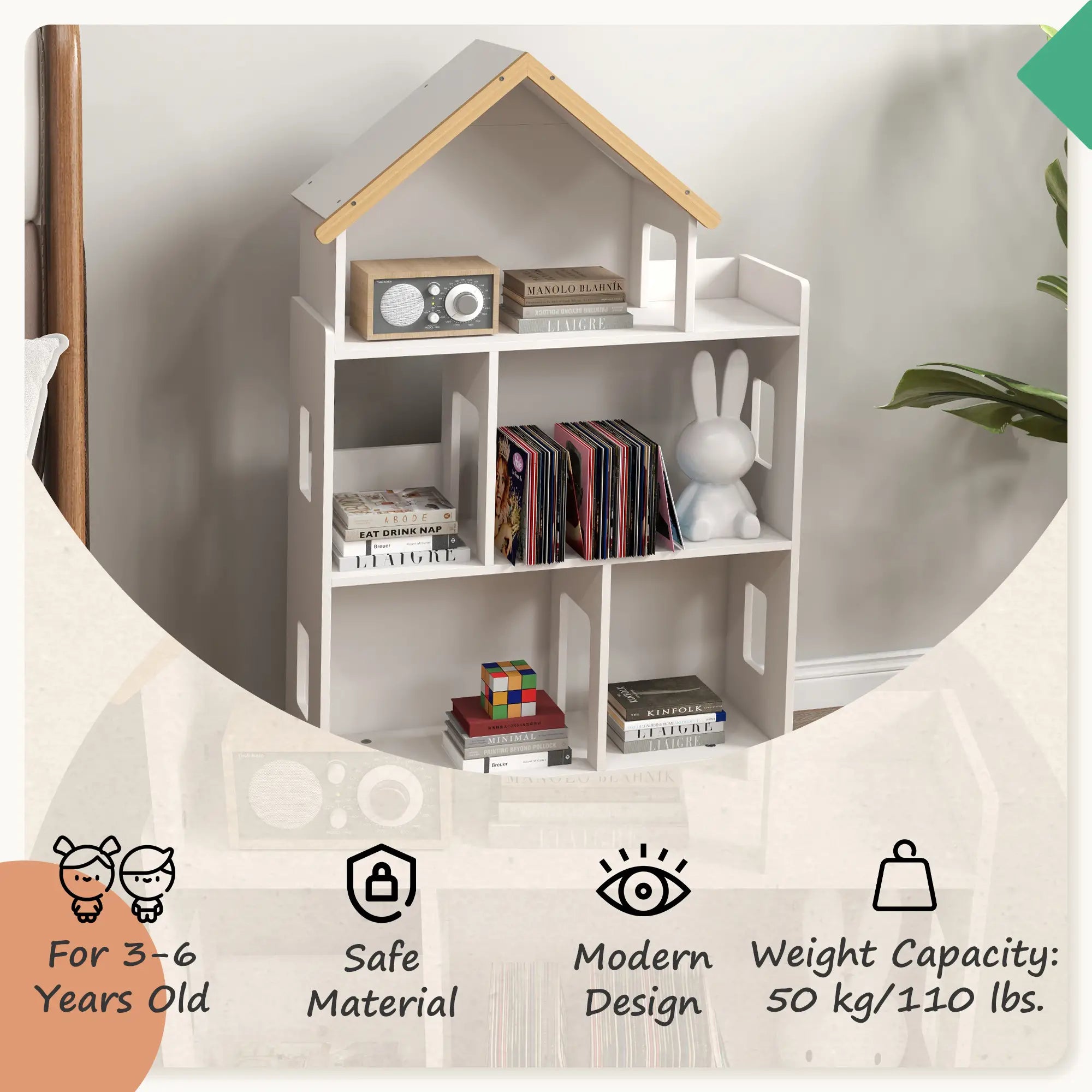 Toy Storage Organizer, 3-Tier Kids Bookshelf, White Small Bookshelves at Gallery Canada
