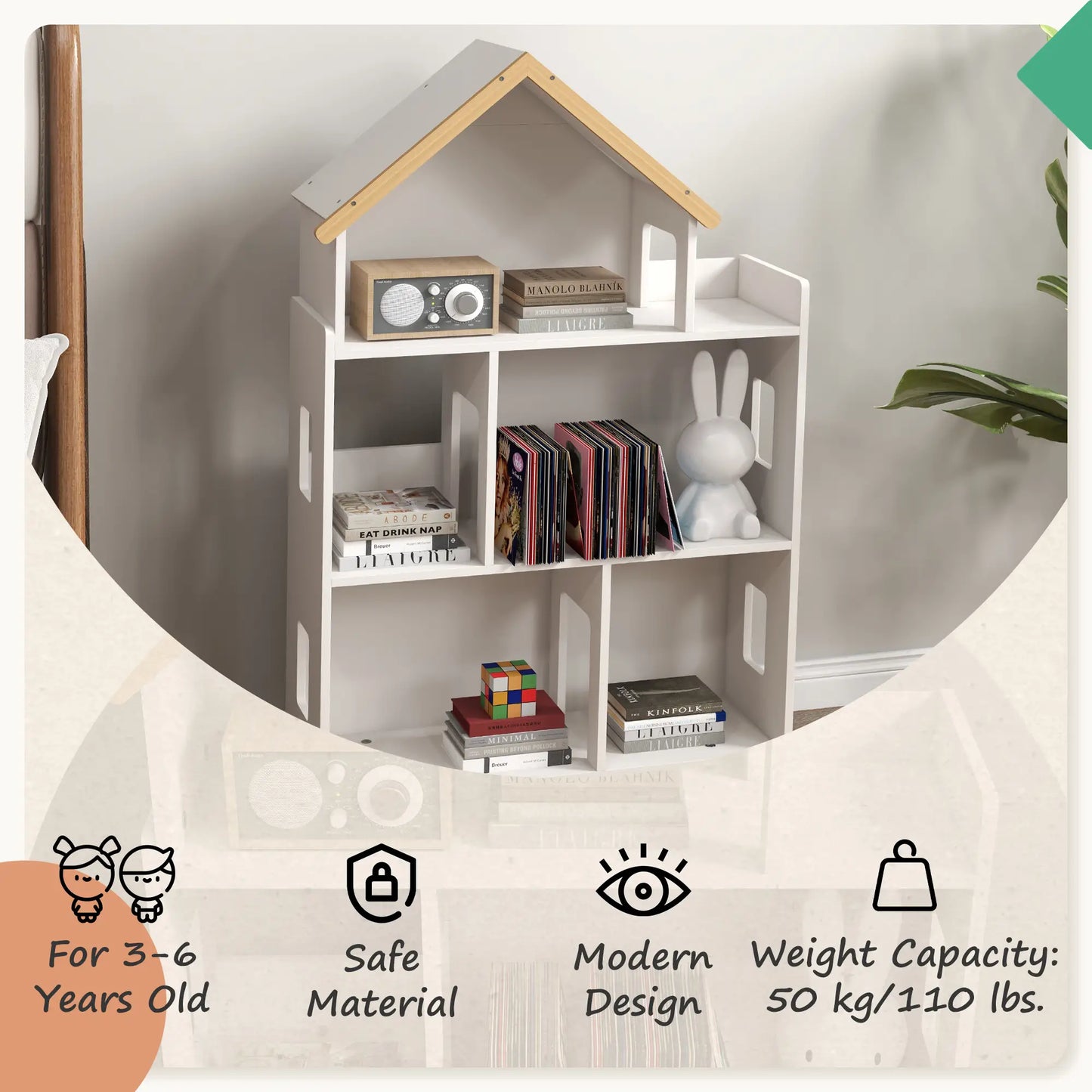 Toy Storage Organizer, 3-Tier Kids Bookshelf, White Small Bookshelves at Gallery Canada