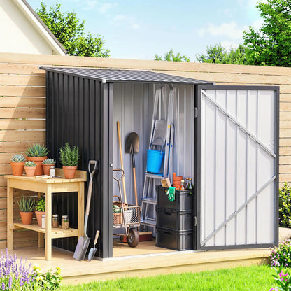 3.3' x 3.4' Lean-To Storage Shed, Galvanized Steel, Lockable Door, Dark Gray Sheds at Gallery Canada