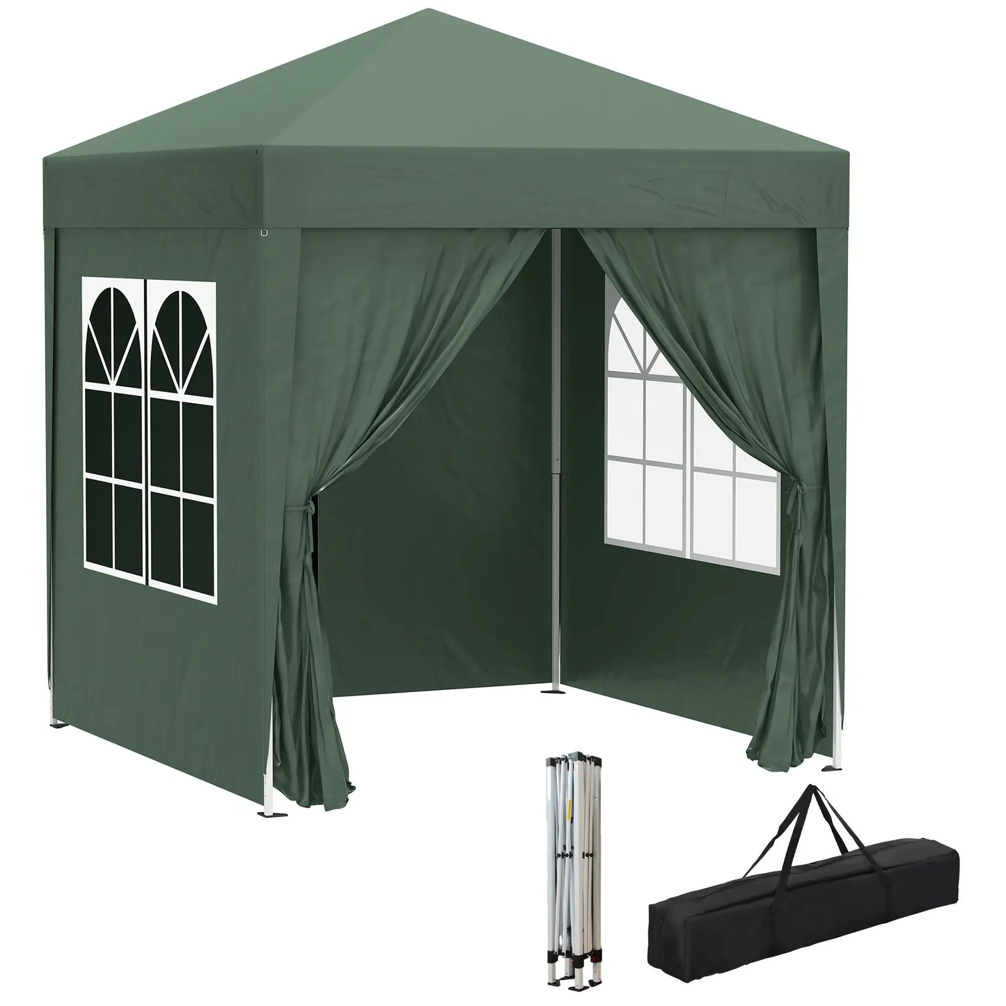 6.6'x6.6' Pop Up Canopy Tent, Instant Sun Shelter, Dark Green Pop Up Canopies at Gallery Canada