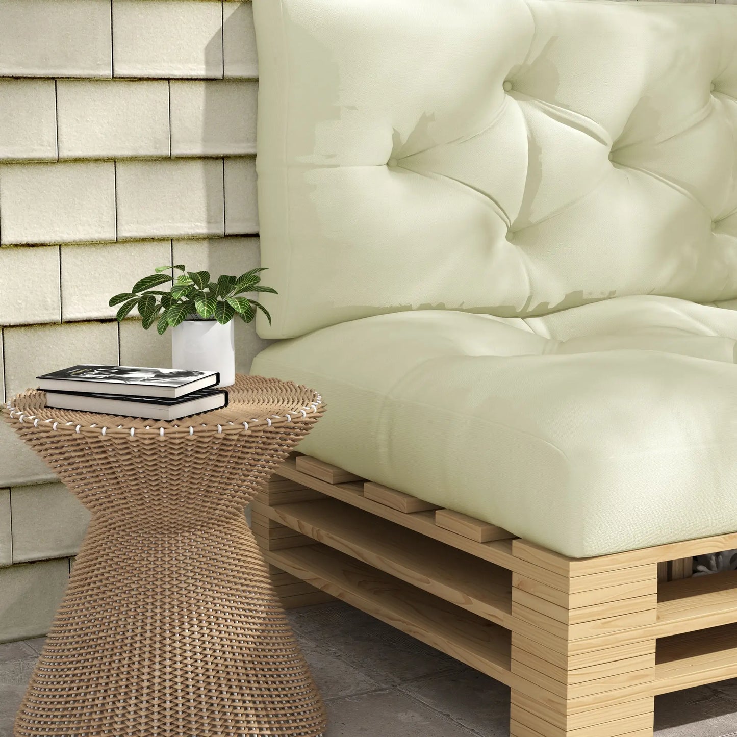 2 Seater 5" Thick Outdoor Seat Cushions, Cream White Patio Chair Cushions at Gallery Canada