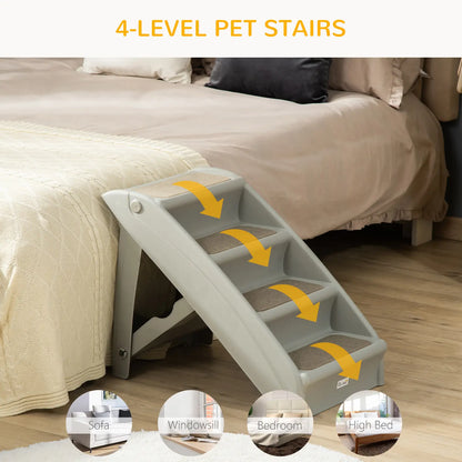 4-Level Portable Dog Stairs, Foldable Steps for Small Dogs, Lightweight, Grey Dog Stairs at Gallery Canada