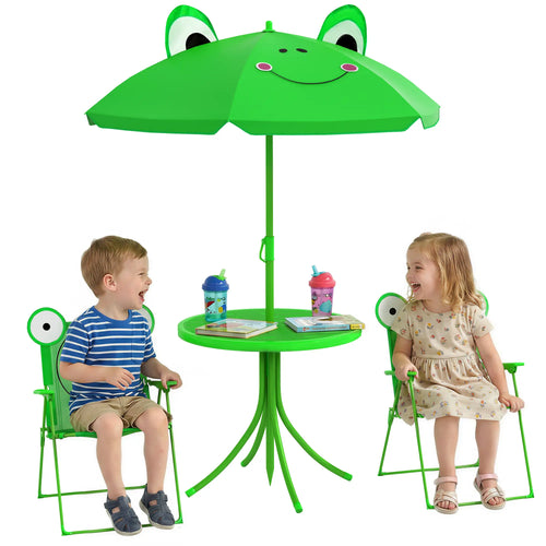 Kids Folding Picnic Table Set, Outdoor Garden, Green