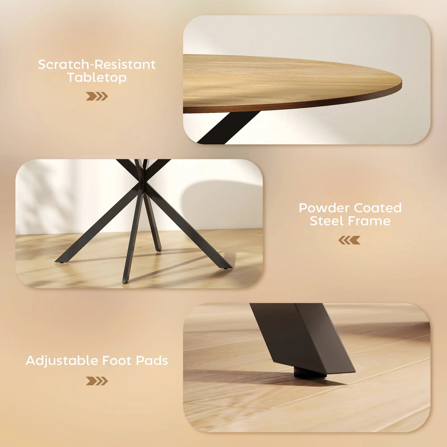 47" Round Kitchen Table For 4, Industrial Dining Table, And Black, Brown Dining Tables at Gallery Canada